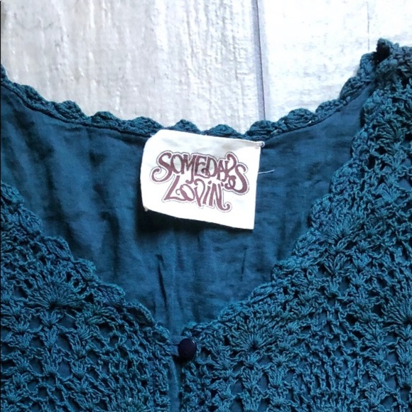 Somedays lovin’ boho longline maxi vest sleeveless duster in dark teal. Size S - Picture 7 of 9